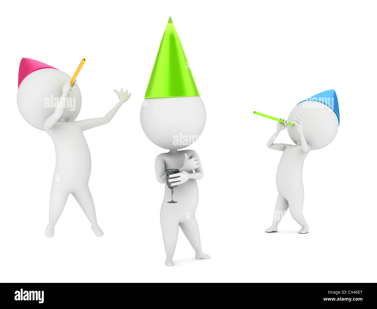 3d rendered illustration of small guys celebrating Stock Photo
