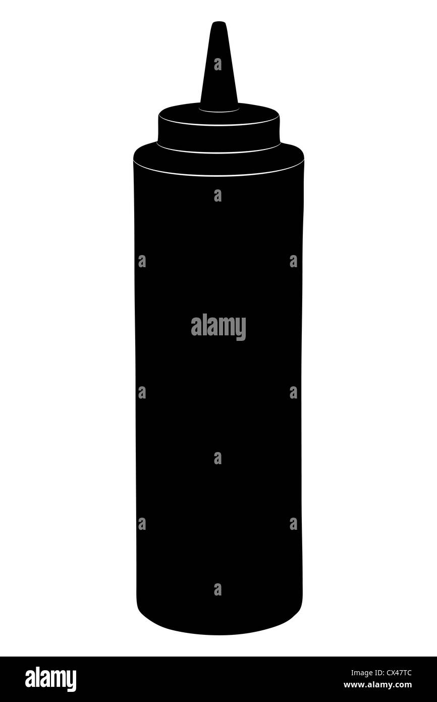 A silhouette of a bottle of ketchup isolated on white background Stock