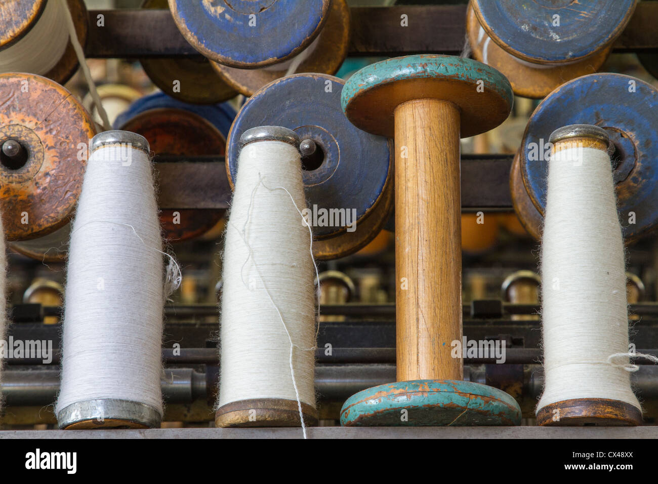 Historic  Woollen Mill Machinery for Spinning and Weaving Stock Photo