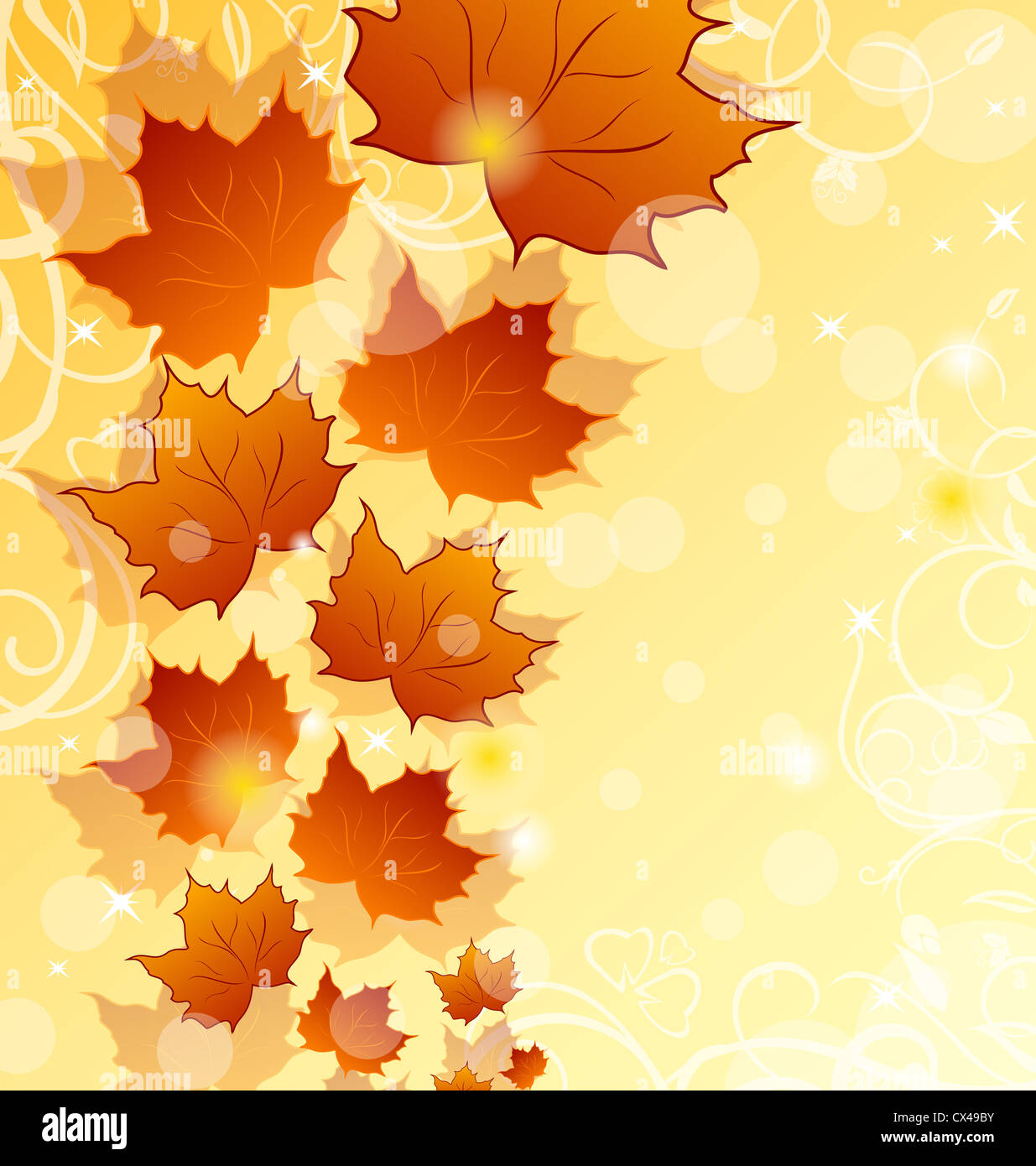 Illustration autumn floral background with maple leaves - vector Stock ...