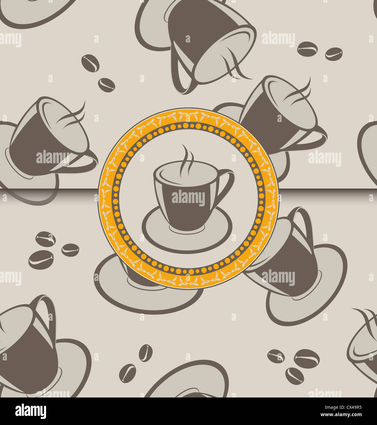 Illustration seamless background with coffee cups and beans - vector ...