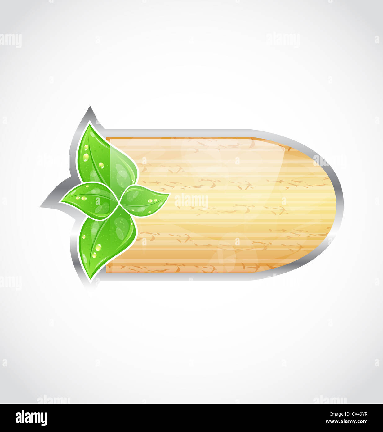 Illustration wooden board with eco green leaves - vector Stock Photo ...