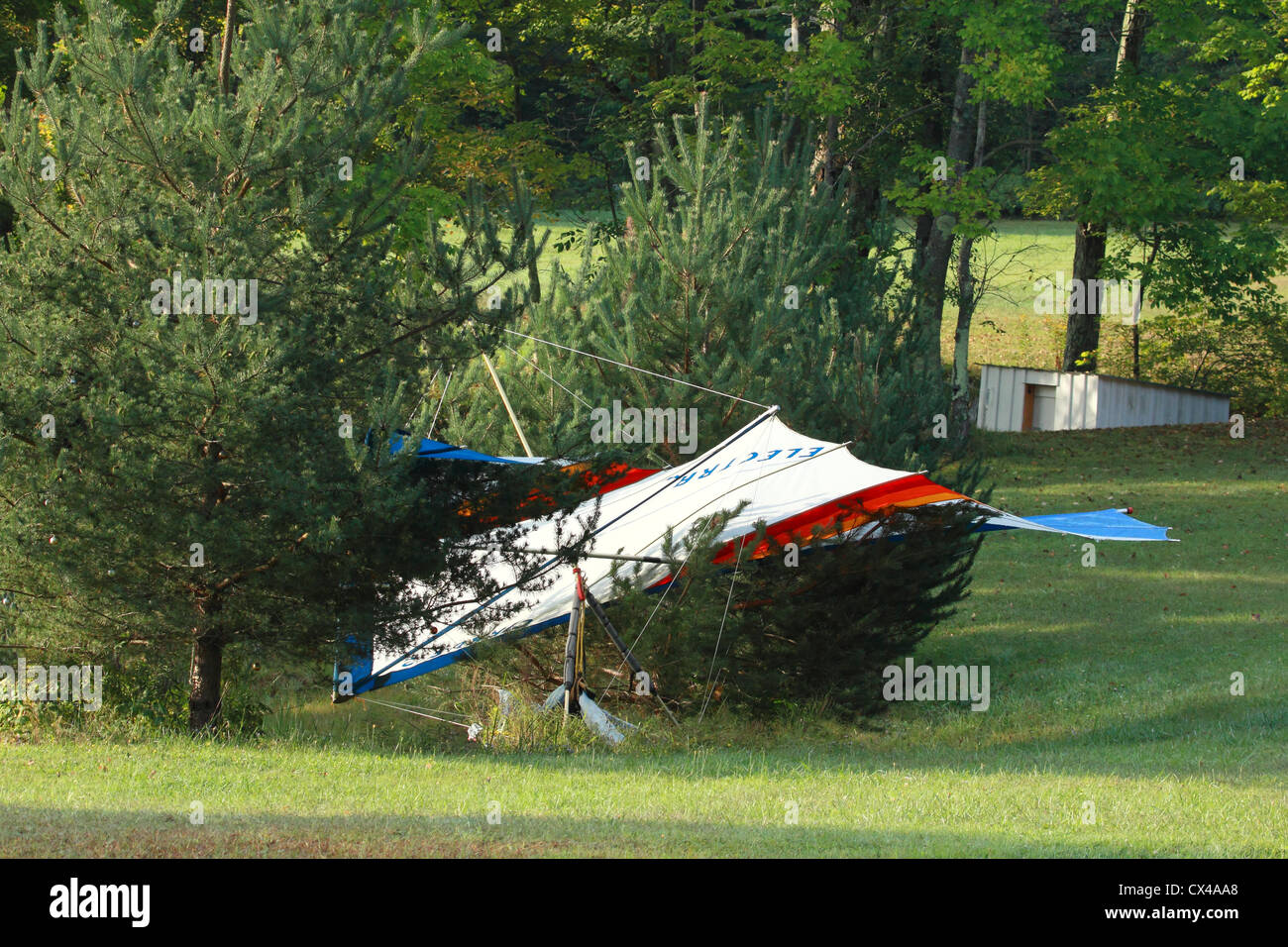 An ultralight glider after a crash Stock Photo Alamy