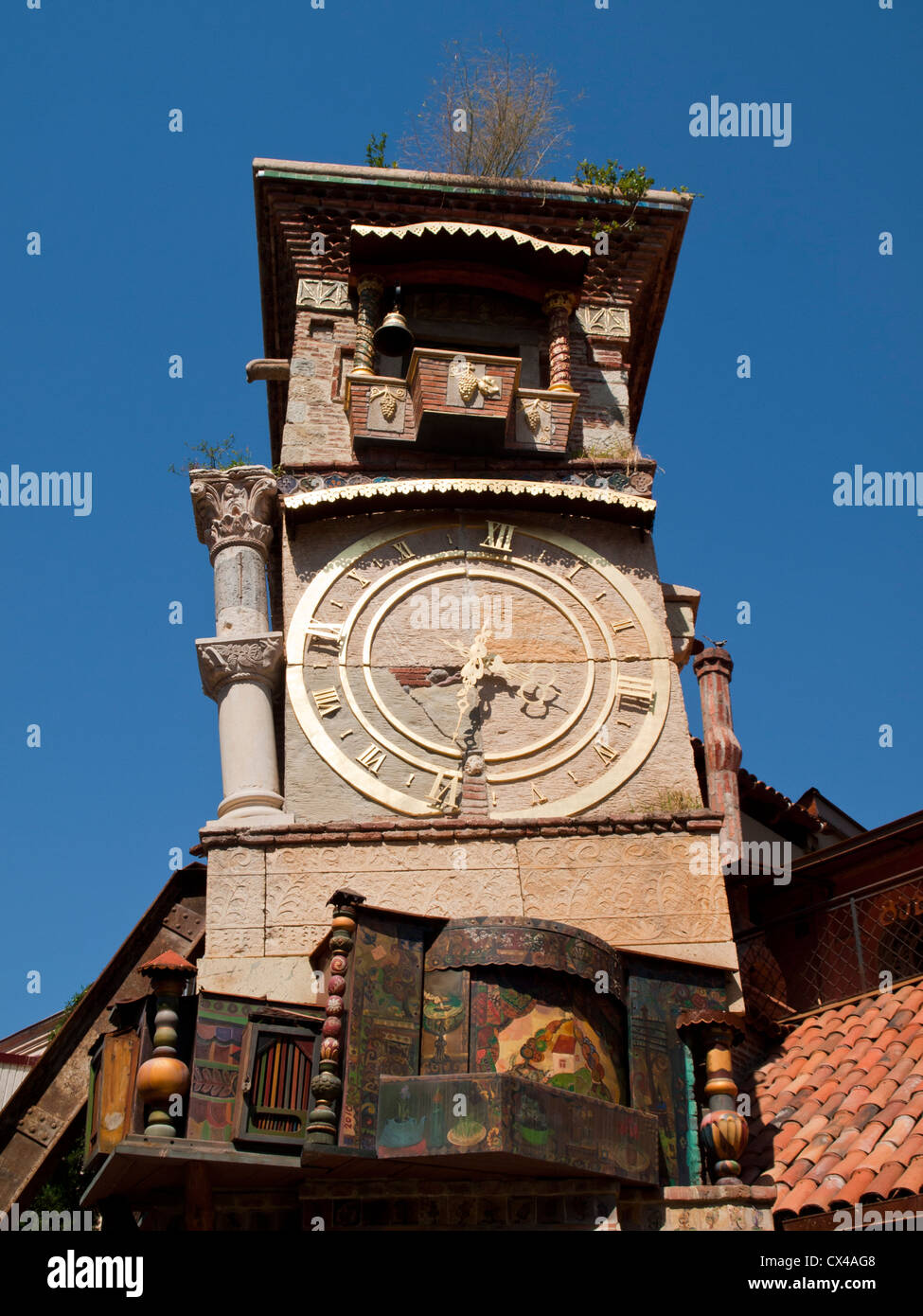 Puppet theater and clock tower in Tbilisi Stock Photo Alamy