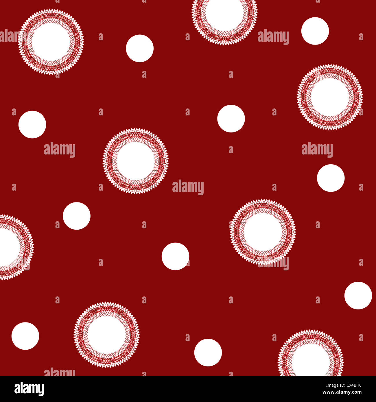 Artistic circles pattern in white on red Stock Photo