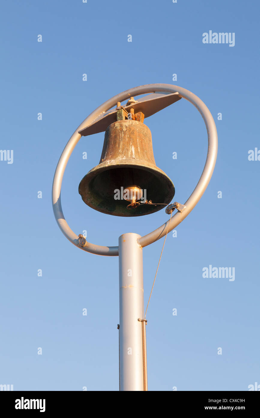 Shark warning bell, St Clair, Dunedin, Otago, New Zealand, Stock Photo