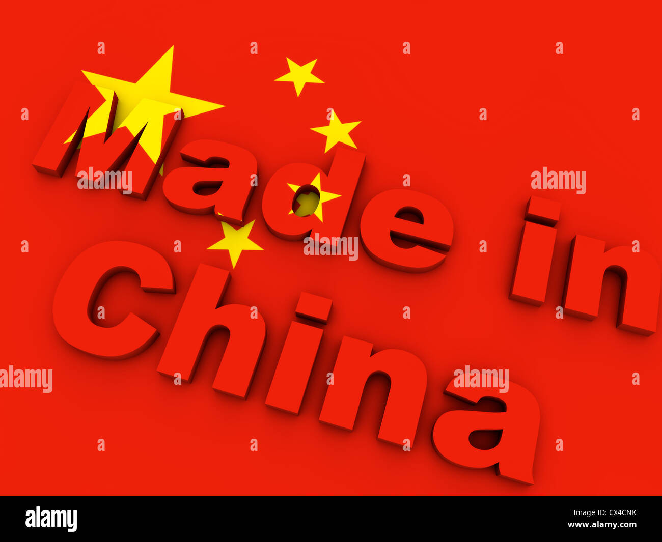 Made in China on chinese flag Stock Photo
