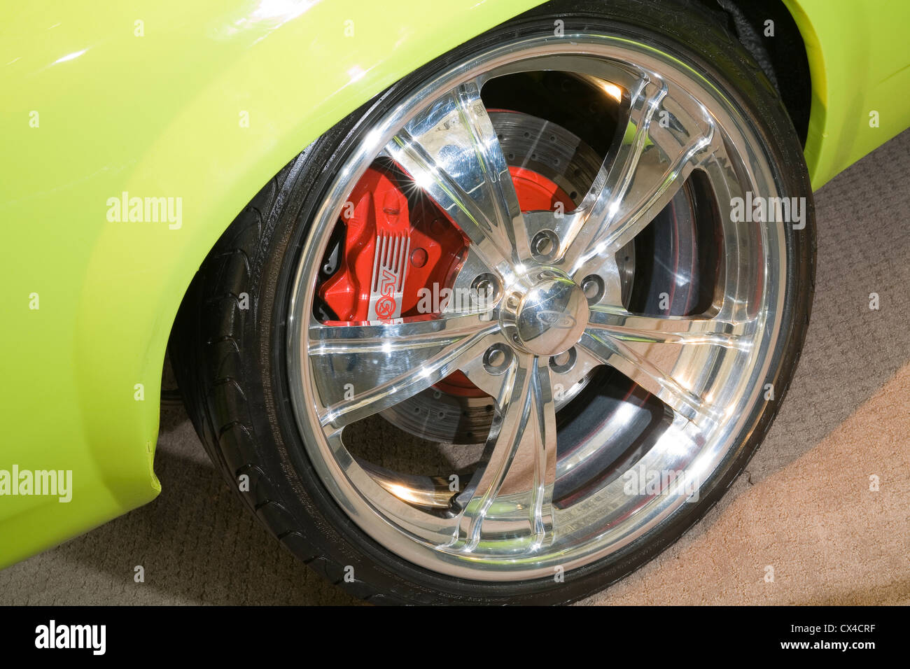 shiny polished alloy metal custom car wheel Stock Photo - Alamy