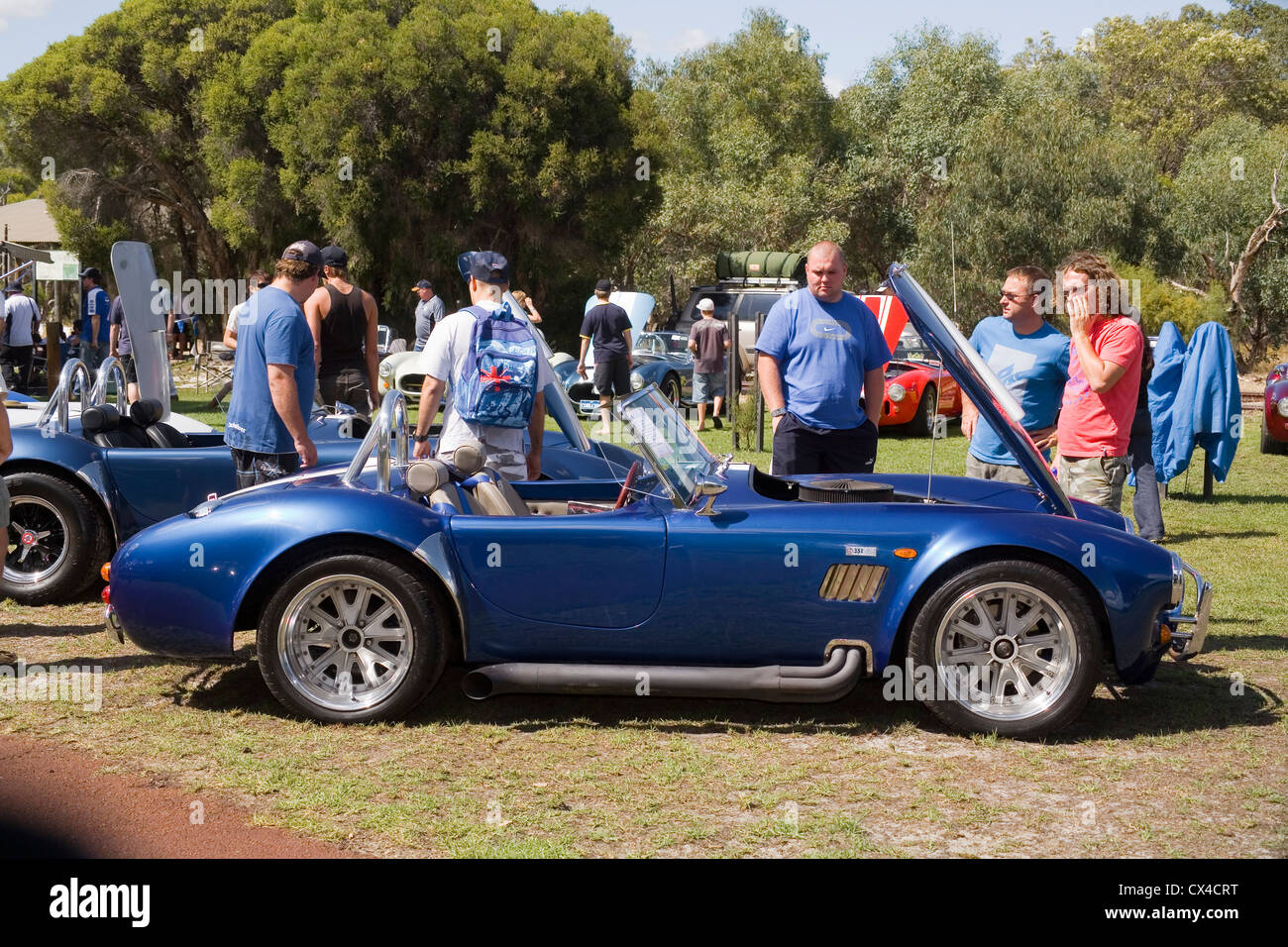 Ford Cobra sports car replica on display at an Australian outdoors car