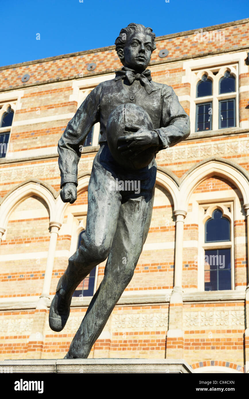 William Webb Ellis statue outside the Rugby School, Rugby Warwickshire England UK Stock Photo