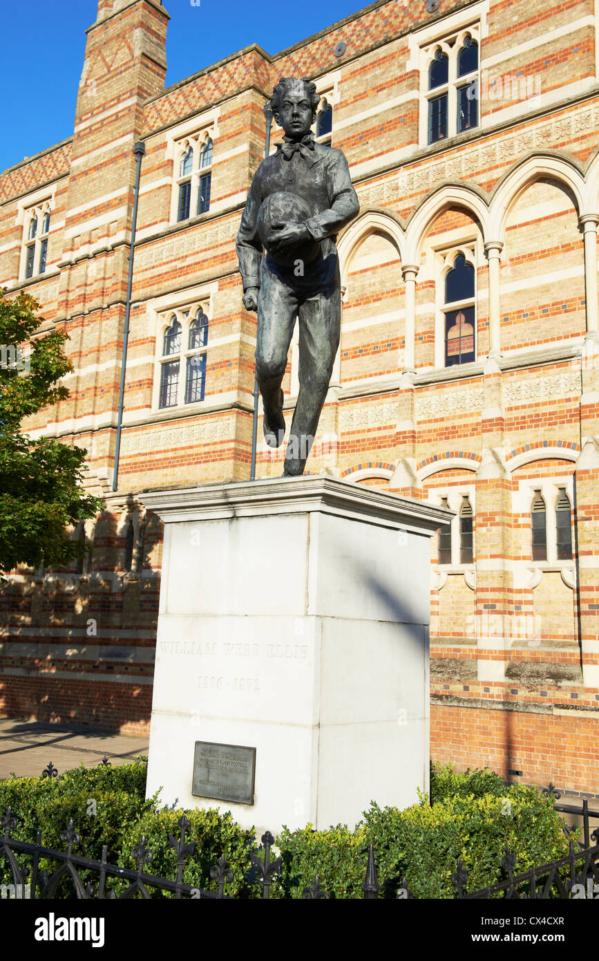 William Webb Ellis statue outside the Rugby School, Rugby Warwickshire England UK Stock Photo