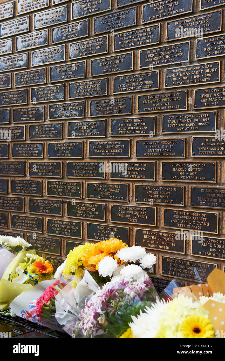 Memorial wall plaques Blacon Crematorium Chester Cheshire UK Stock