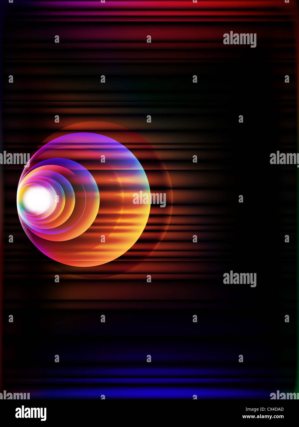 glowing stripes with colorful circles Stock Photo