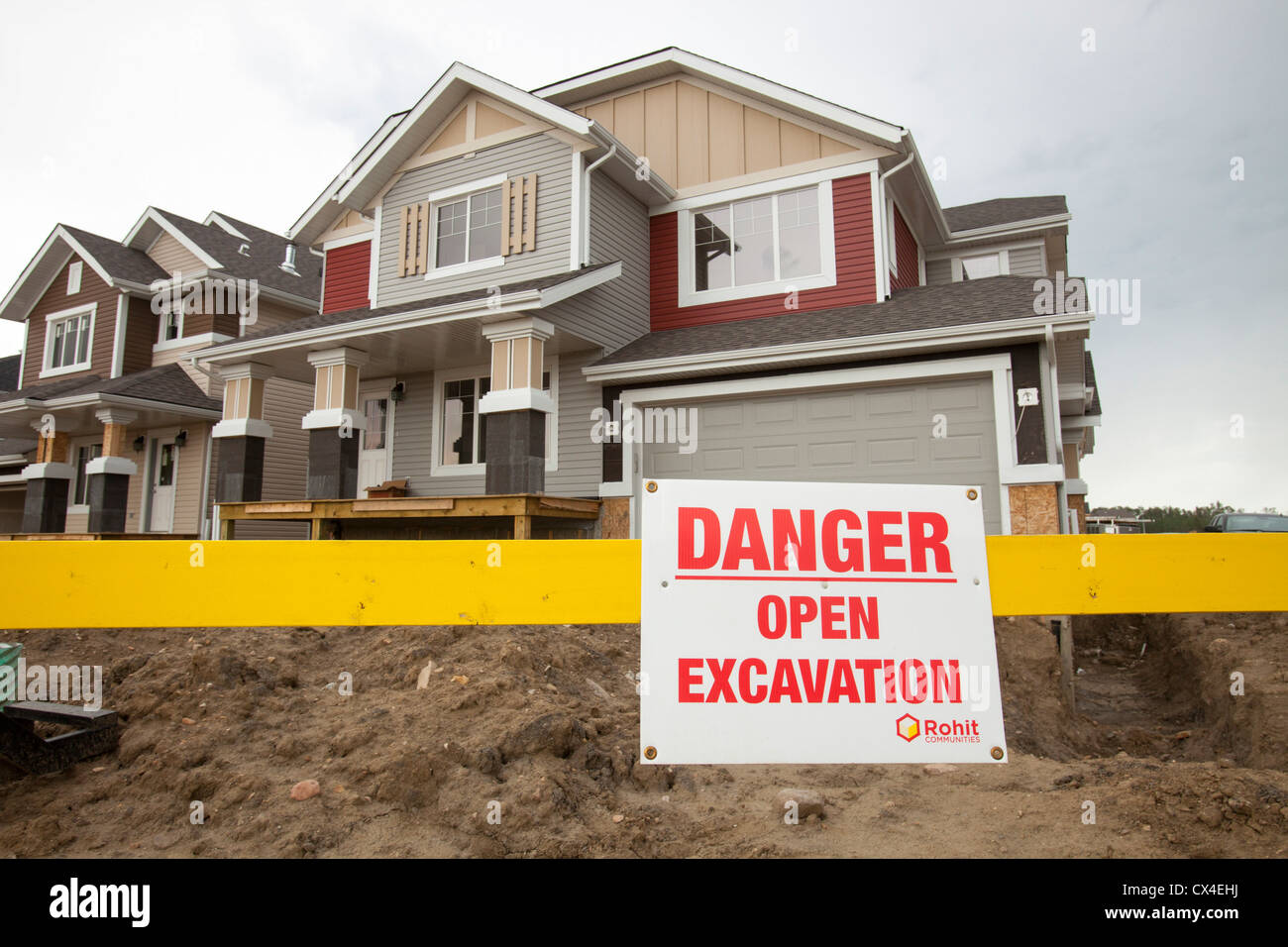 Rows of new houses being built in Fort McMurray to house tar sands workers. Stock Photo