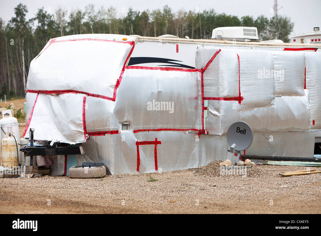 Insulated RV's and trailers where workers from the tar sands industry
