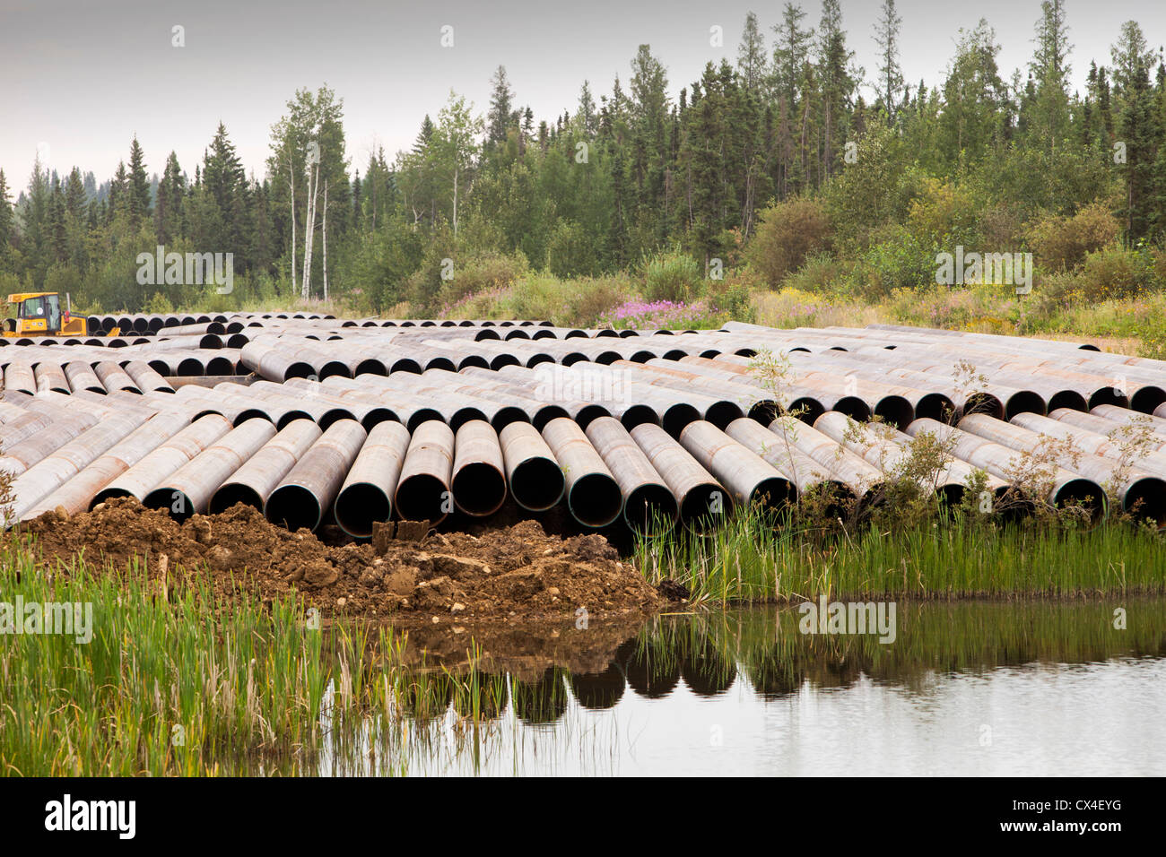 Pipeline construction work north of Fort McMurray in the heart of the