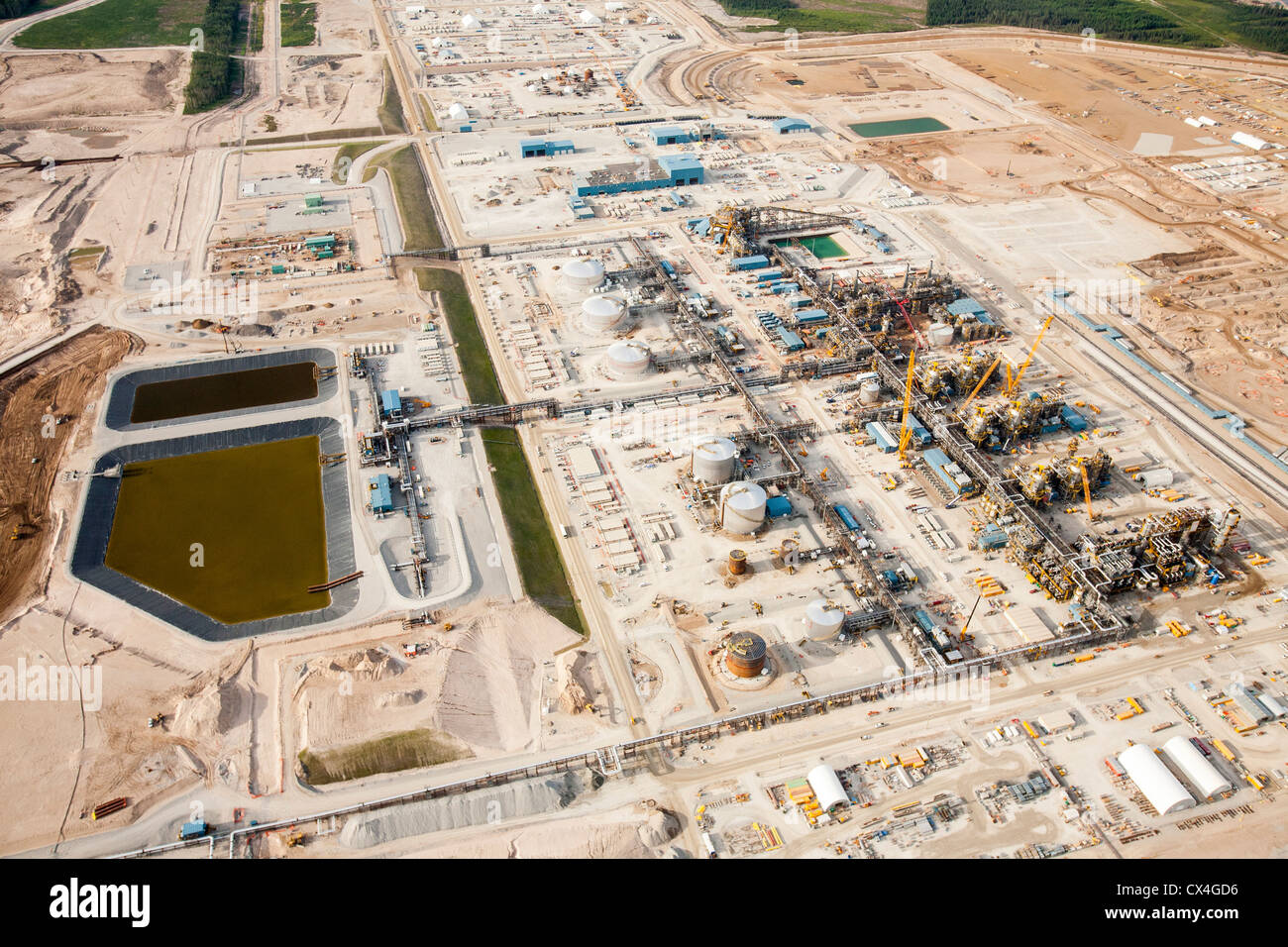A brand new Tar sands plant being constructed north of Fort McMurray, Alberta, Canada. Stock Photo