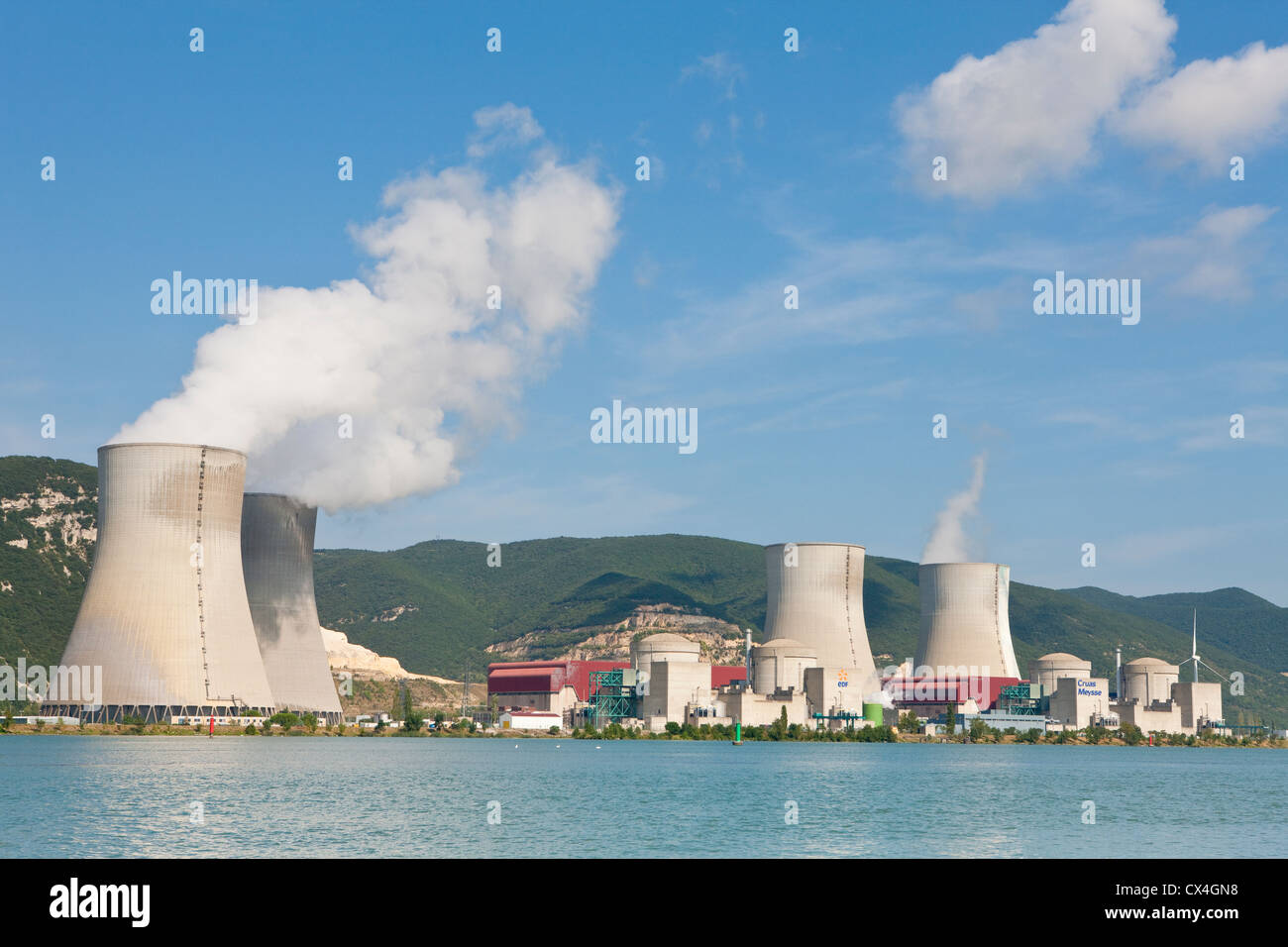Cruas-Meysse Nuclear Power Plant near Rhône River in south of France Stock Photo