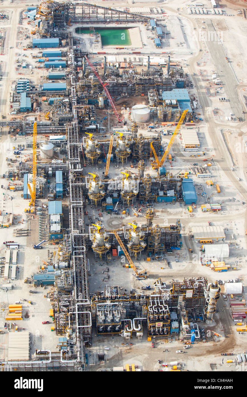 A brand new Tar sands plant being constructed north of Fort McMurray, Alberta, Canada. Stock Photo