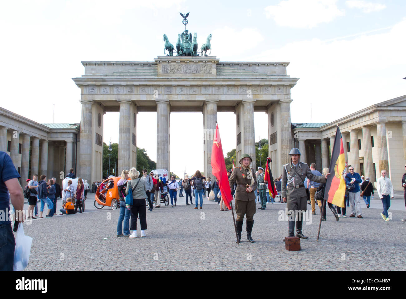 Berlin at the Brandenburg Gate posing to have your picture taken - Pariser Platz Stock Photo