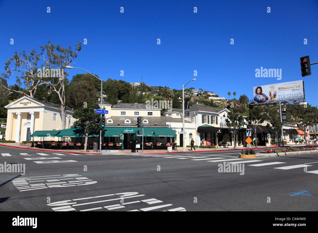 Sunset Boulevard, Sunset Plaza, Hollywood, Los Angeles, California, United States of America Stock Photo