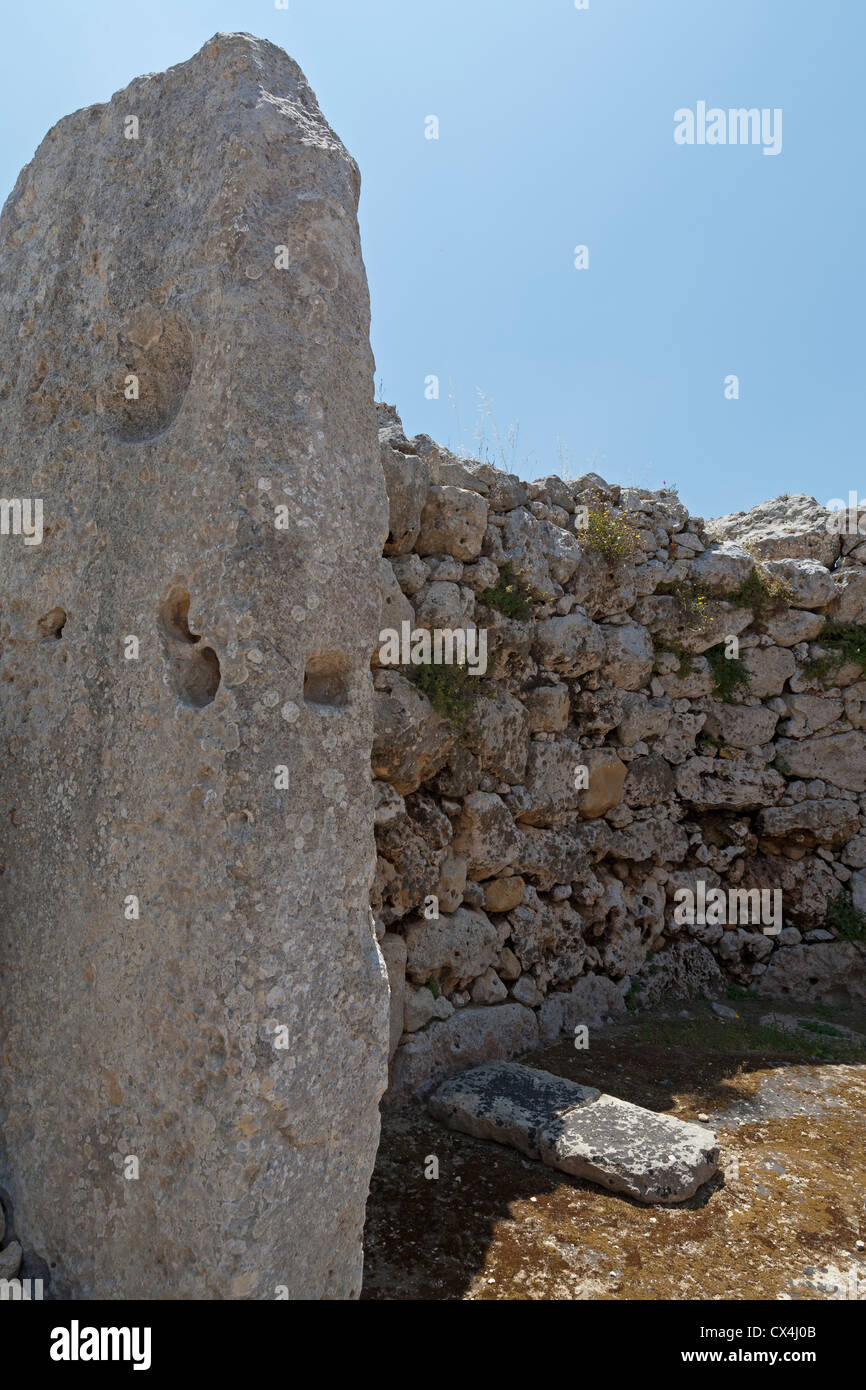 Doorjamb at the Ggantija Temples near Xagha, Island of Gozo, close to Malta, Mediterranean Sea. Stock Photo