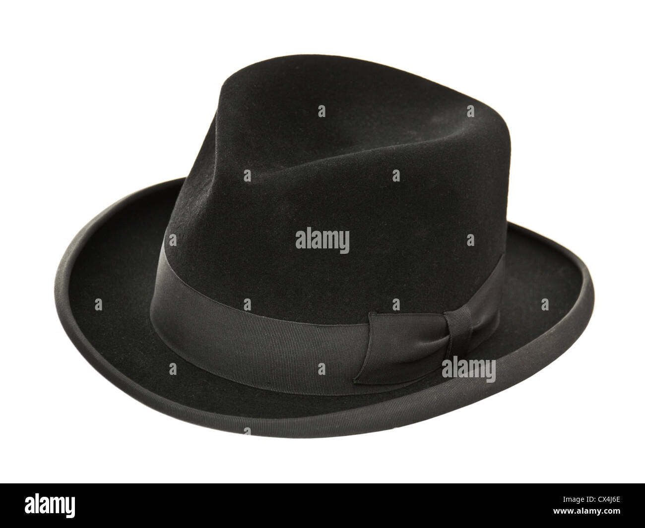 Vintage black formal gentleman's Homburg hat by Gauntic of London Stock Photo