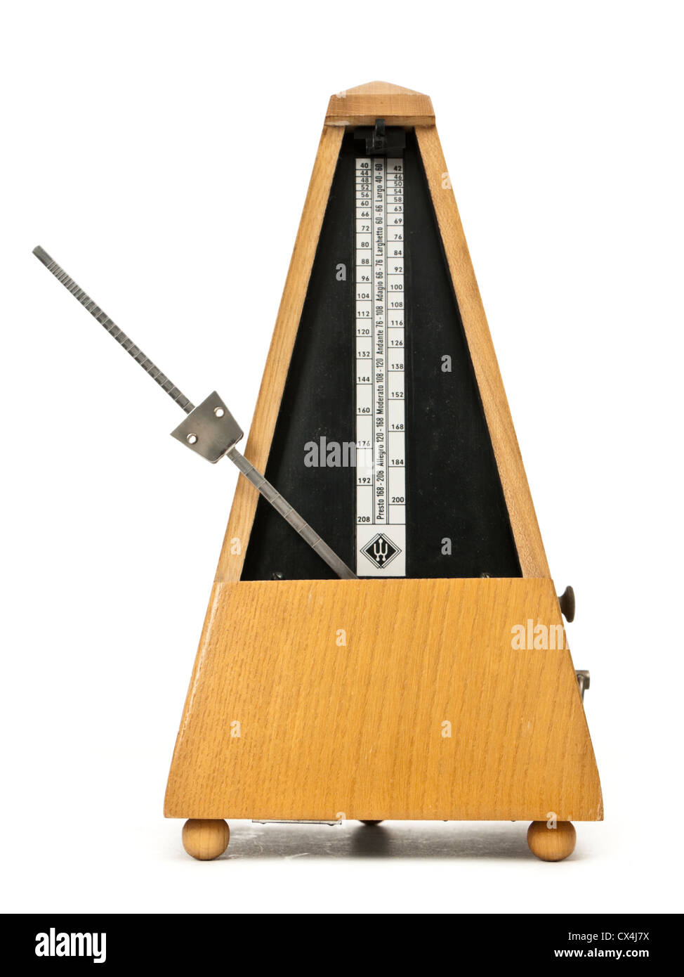 Vintage mechanical wooden pyramid metronome by Wittner of Germany Stock Photo