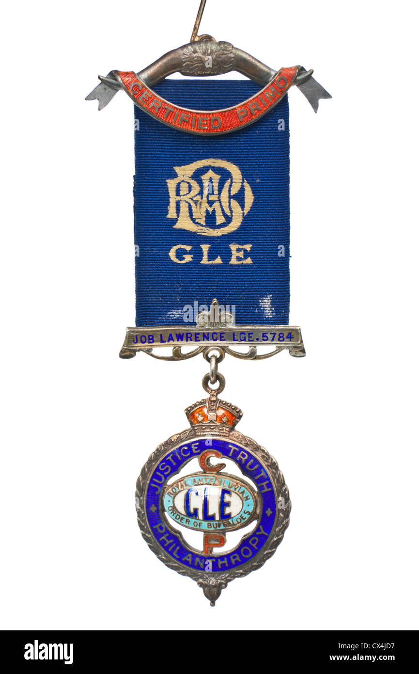 1927 Sterling Silver jewel issued by the RAOB (Royal Antedeluvian Order of Buffaloes - Job Lawrence Lodge No 5784) Stock Photo