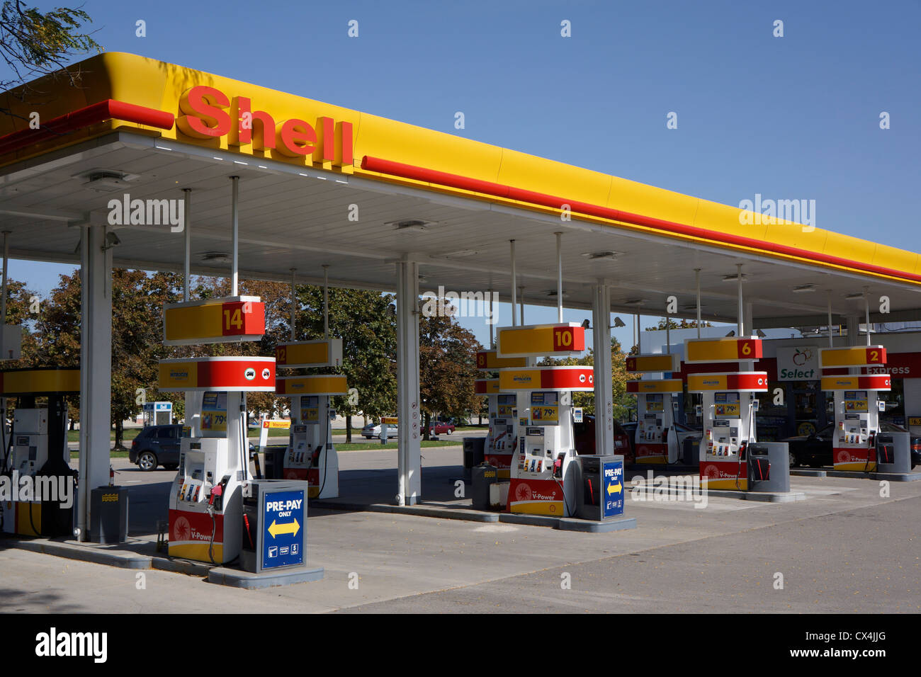 Shell Petrol Station, Gas Station Stock Photo