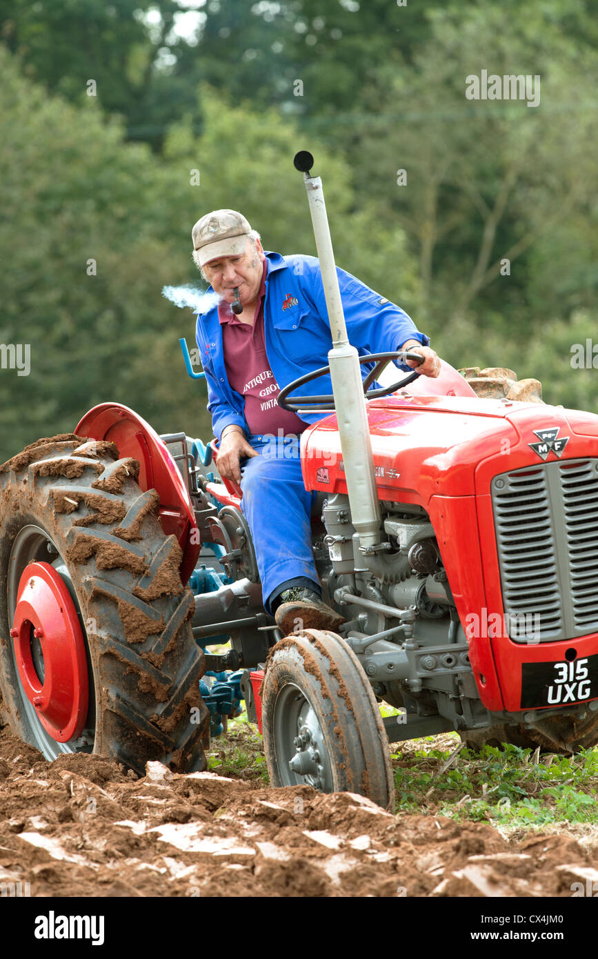 A vintage Massey Ferguson tractor at the 65th Stoke Bliss and District Agricultural Society's annual Ploughing Match Stock Photo