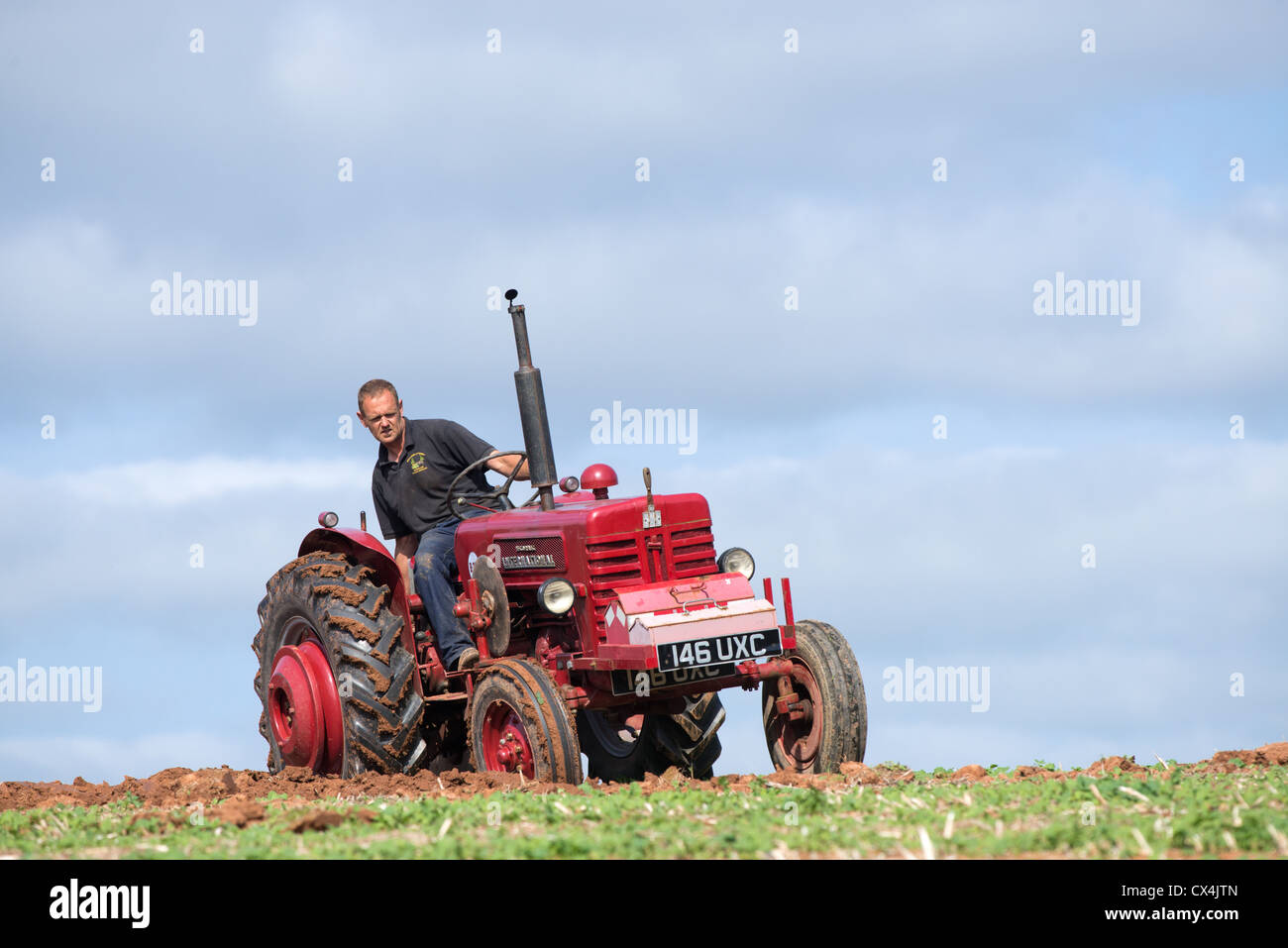 A vintage McCormic International tractor at the 65th Stoke Bliss and District Agricultural Society's annual Ploughing Match Stock Photo