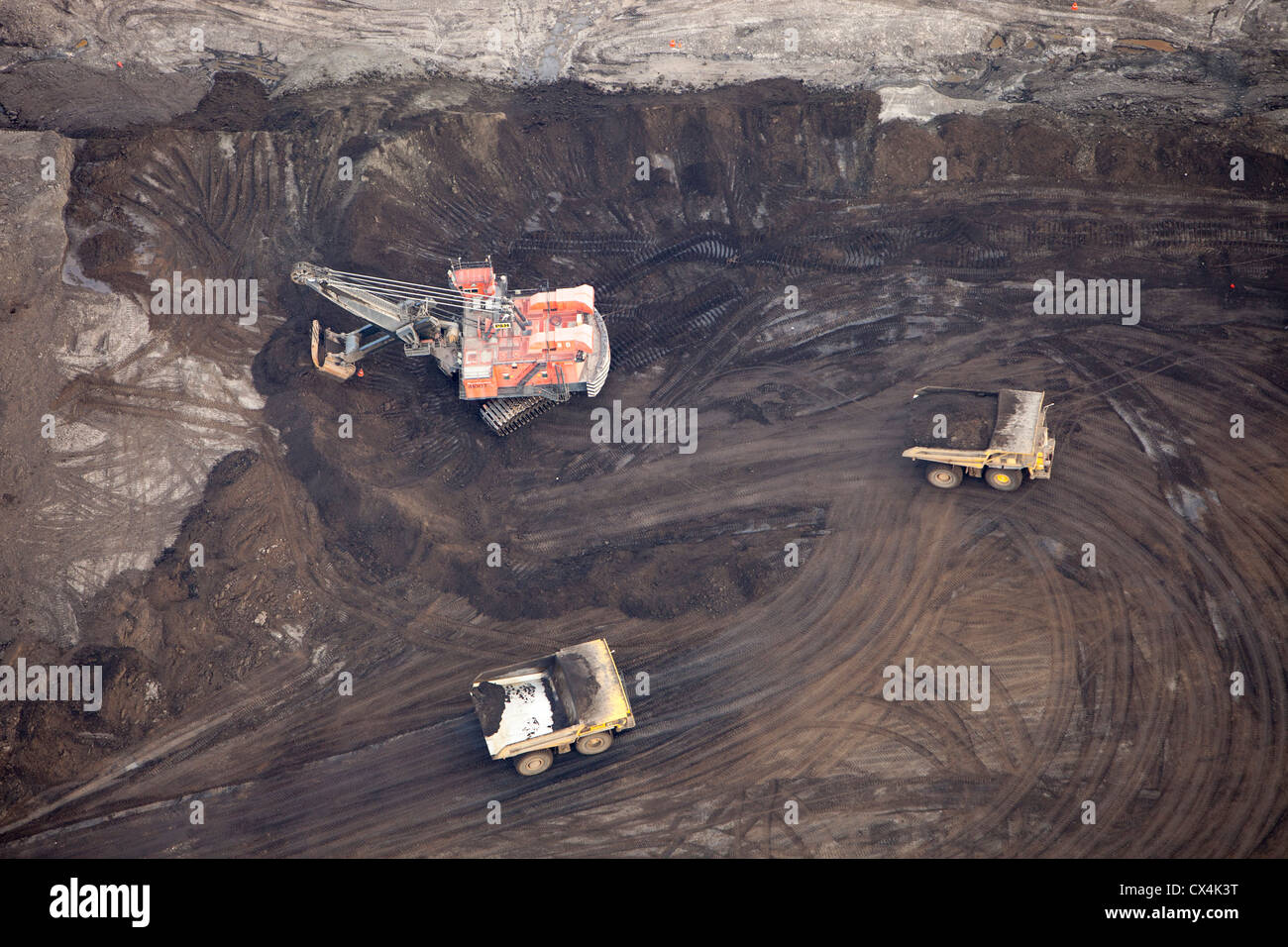 Tar sands deposits being mined at the Syncrude mine north of Fort McMurray, Alberta, Canada. Stock Photo