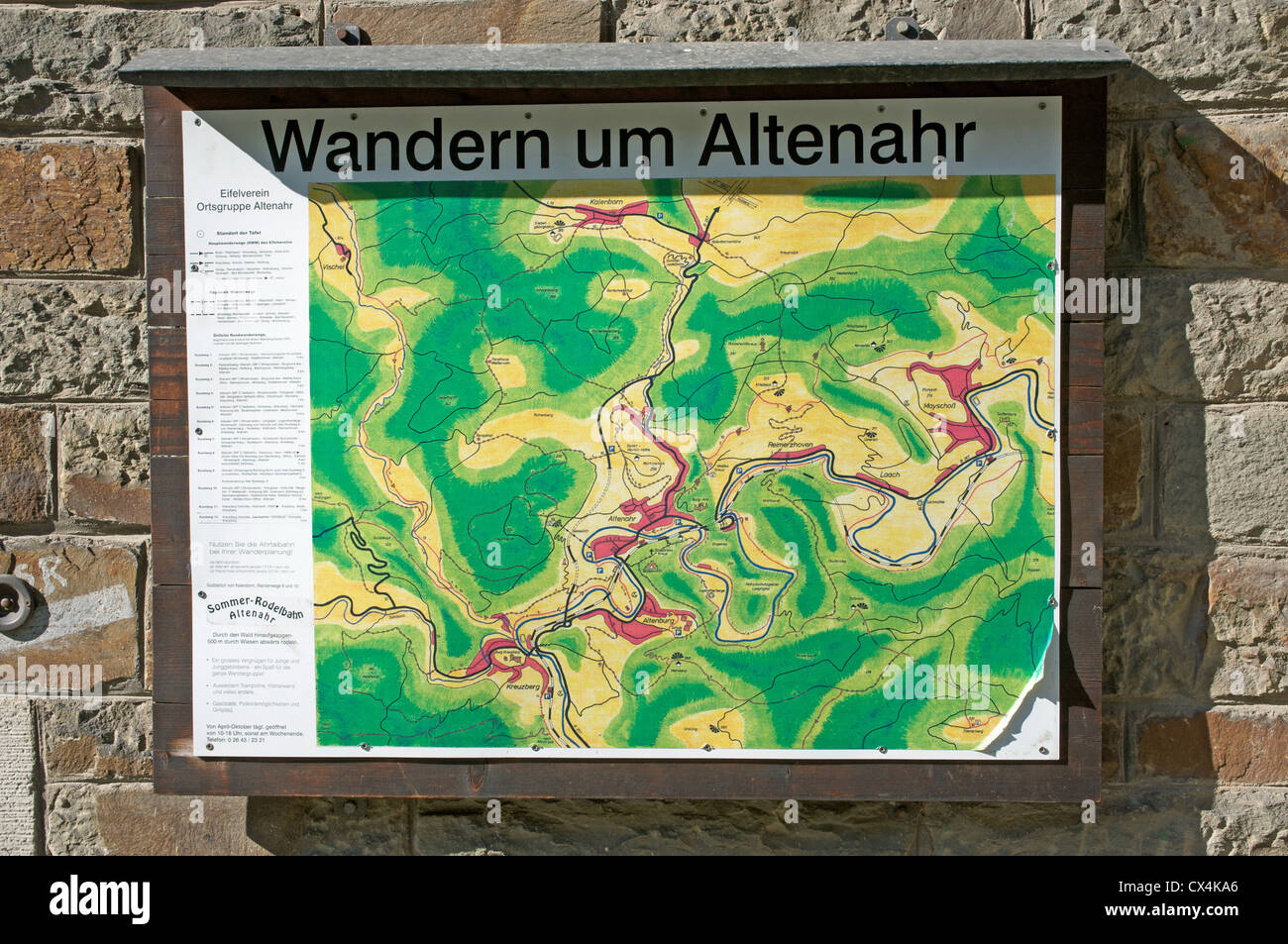 Wandern um Altenahr map, Germany. Stock Photo