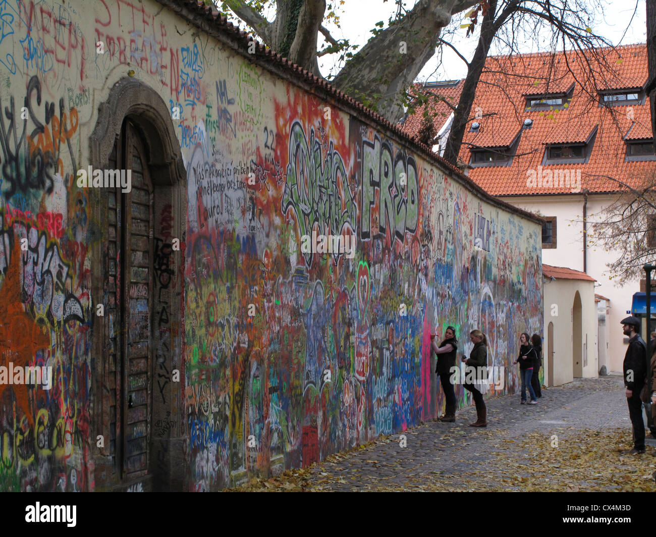 Lennon wall in  the old quarter in Prague, Czech Republic Stock Photo