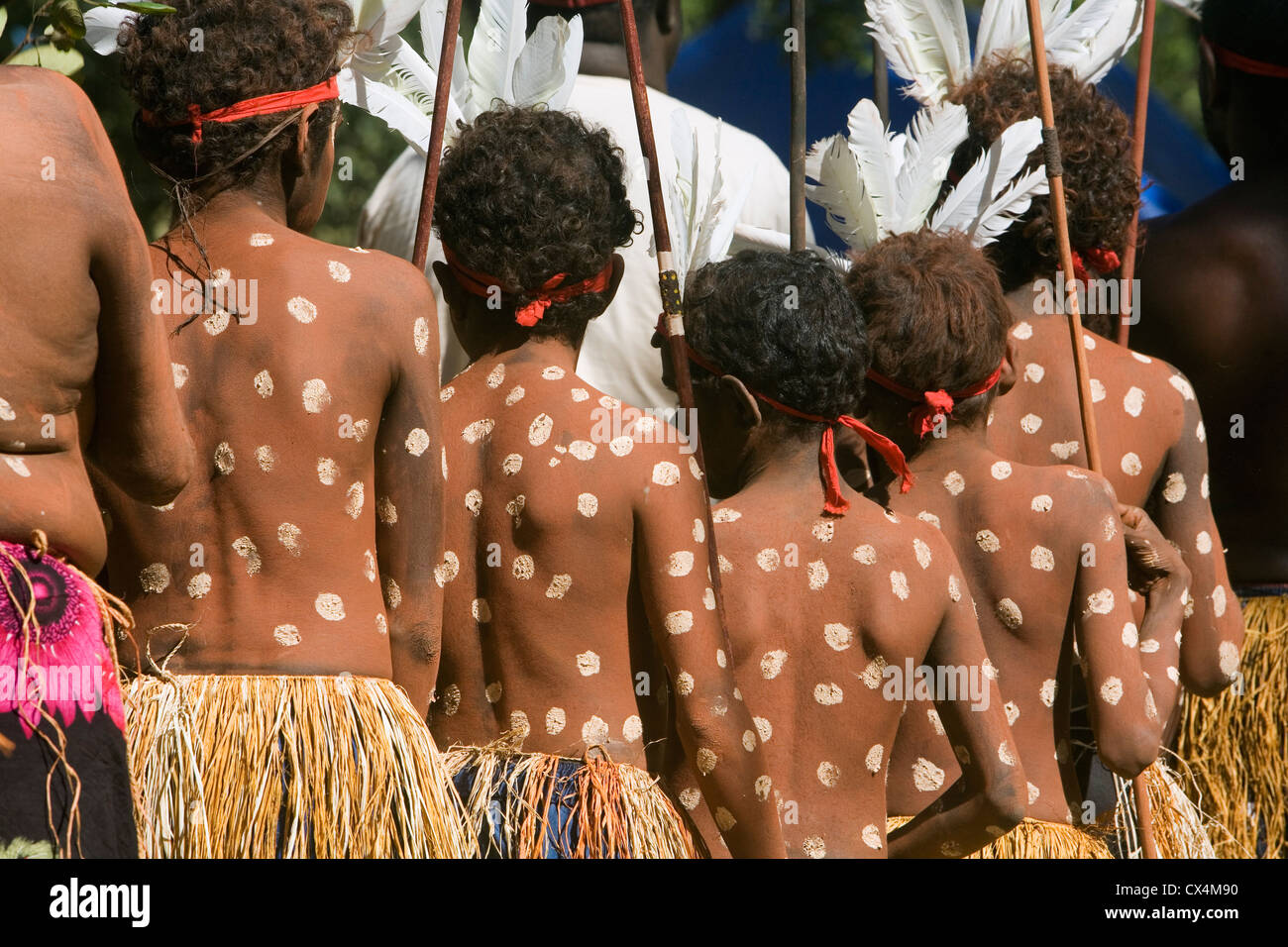 Aurukun dance troupe at the Laura Aboriginal Dance Festival. Laura, Queensland, Australia Stock Photo