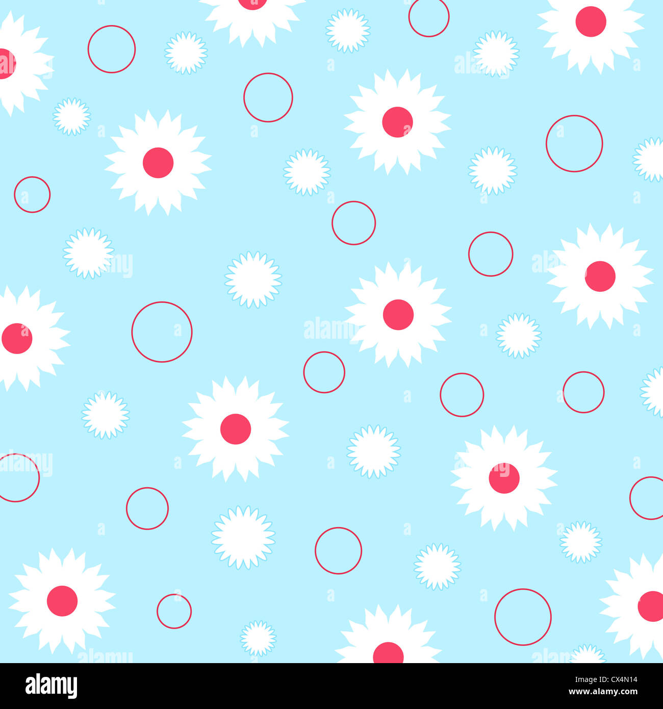 Seamless floral and circle pattern on blue Stock Photo - Alamy