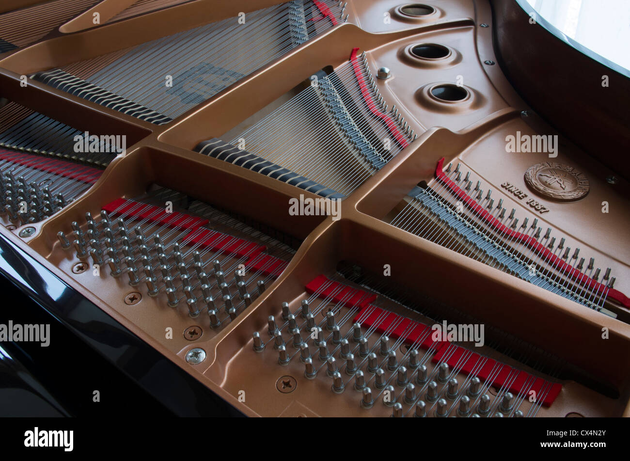 Inside a grand piano Stock Photo