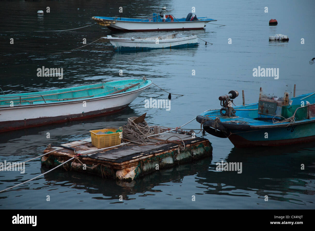 Fishing boats in Korea at dusk Stock Photo