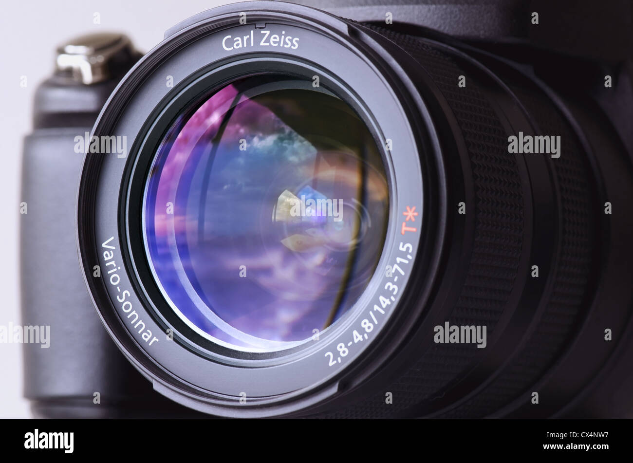 Reflex in the camera lens. Concept of photography and equipment. Stock Photo