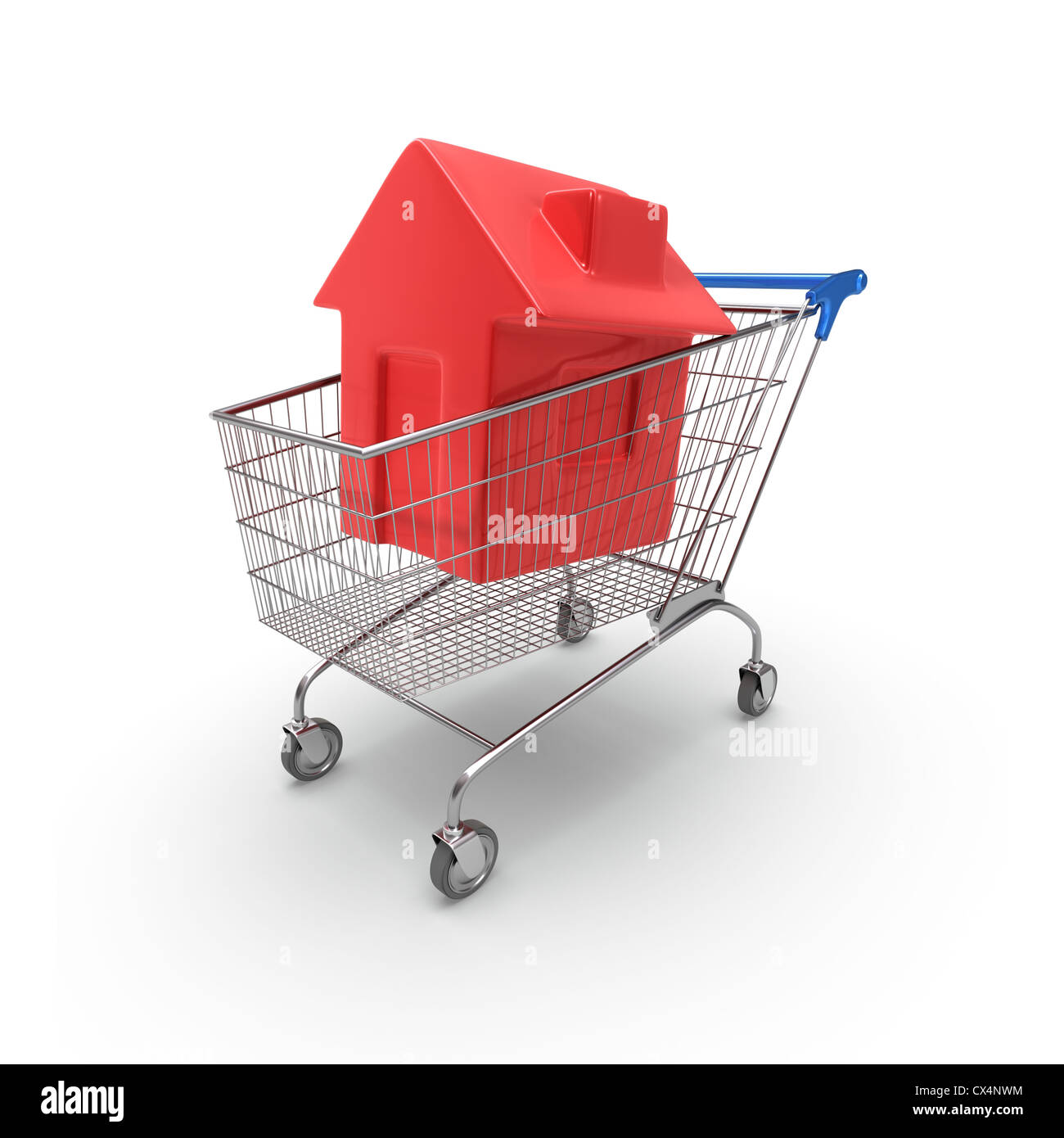 Red house inside of the shopping cart Stock Photo