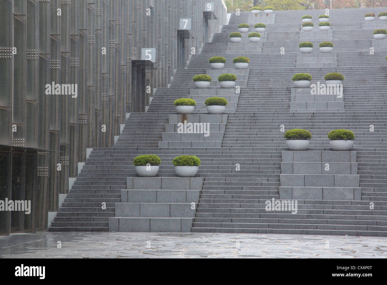 Concrete and stone staircase at the Ewha women's university in Seoul, South Korea Stock Photo