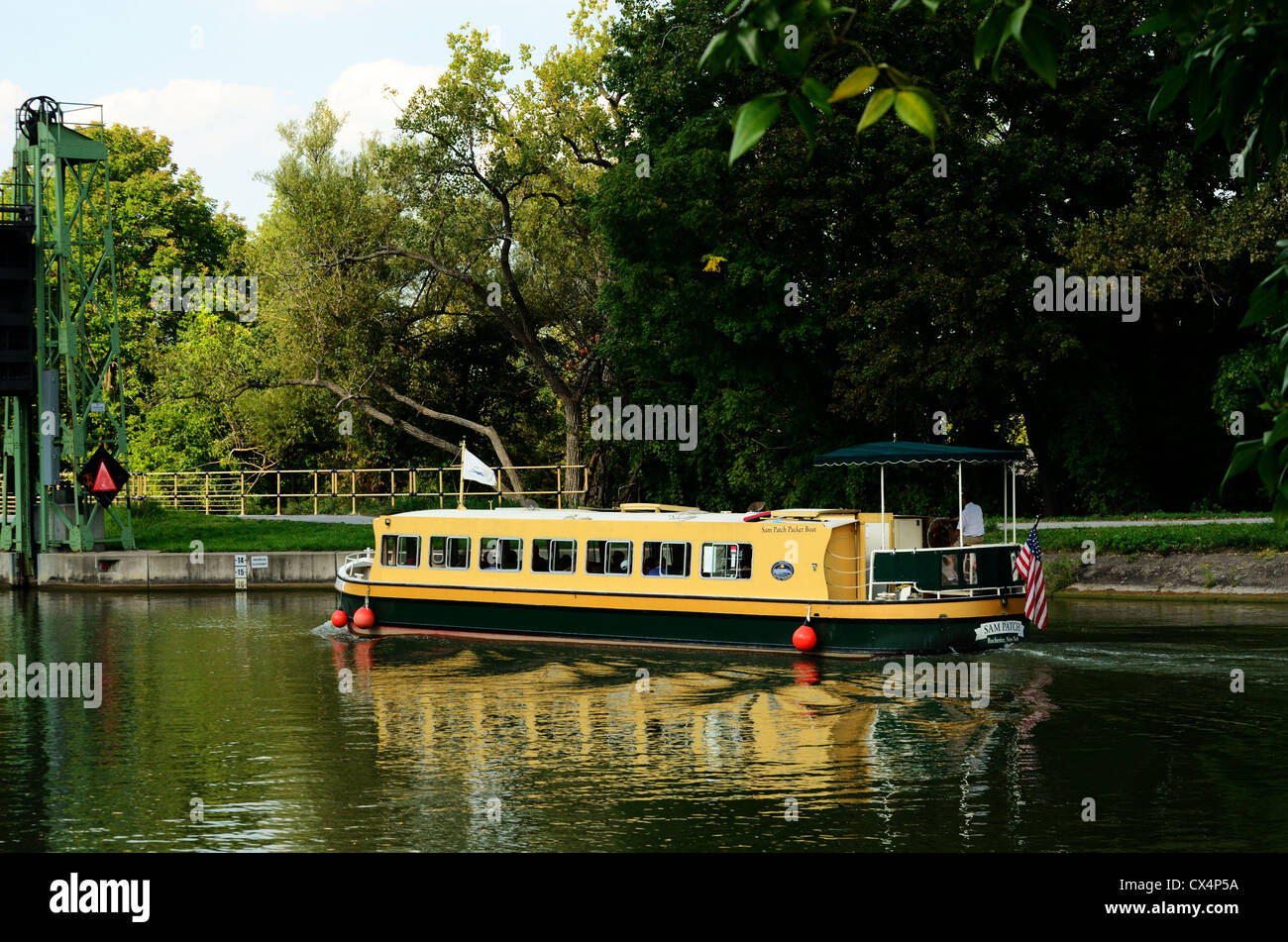 Tour boat 'Sam Patch' journeys west. Stock Photo