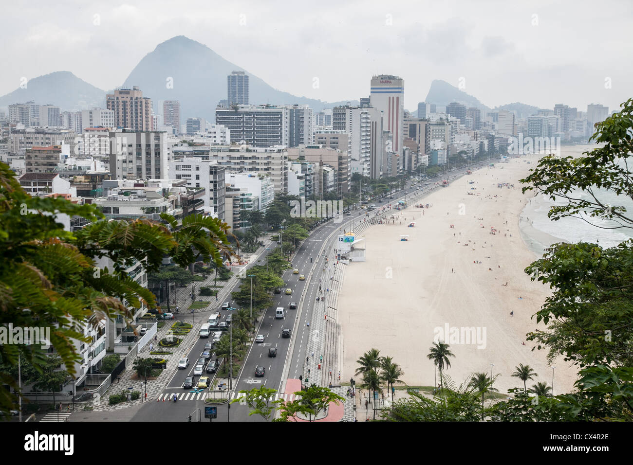 Cloudy skies over Rio de Janeiro, Brazil in the Leblon and Ipanema beach neighborhoods of the city Stock Photo