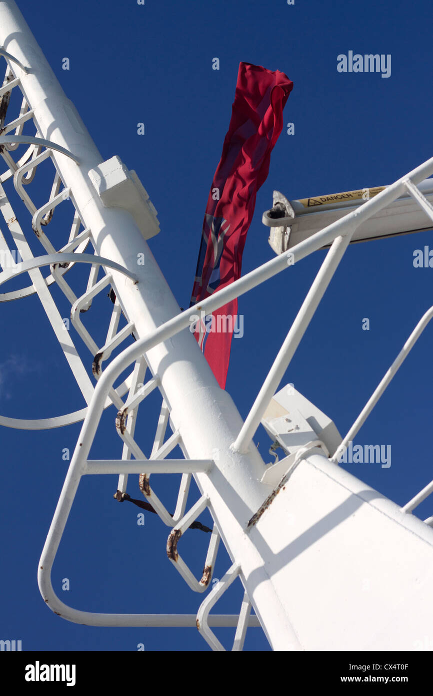 Flag and radar on the Wightlink ferry. Stock Photo