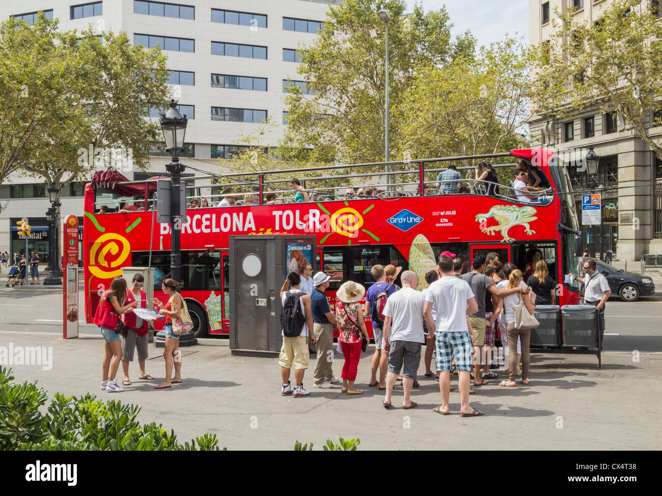 Open top tourist bus in Barcelona, Spain Stock Photo