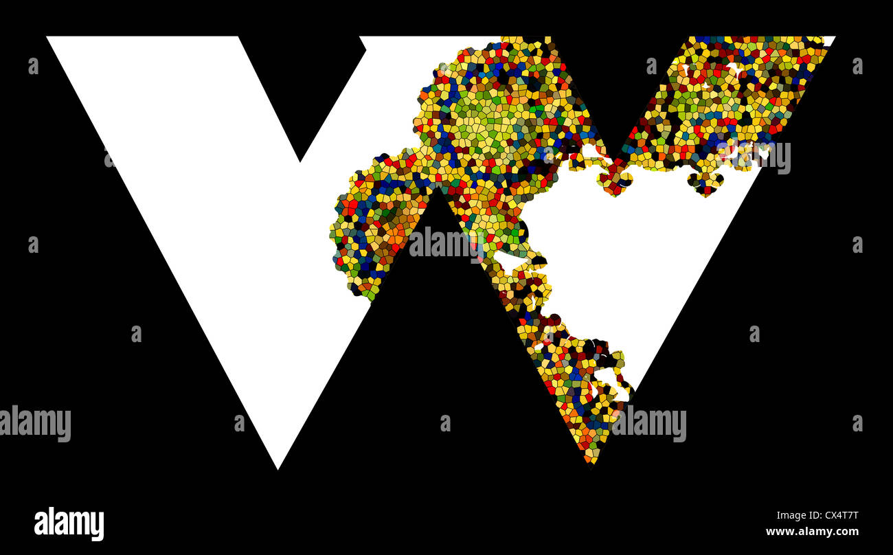 Mosaic letter W Stock Photo - Alamy