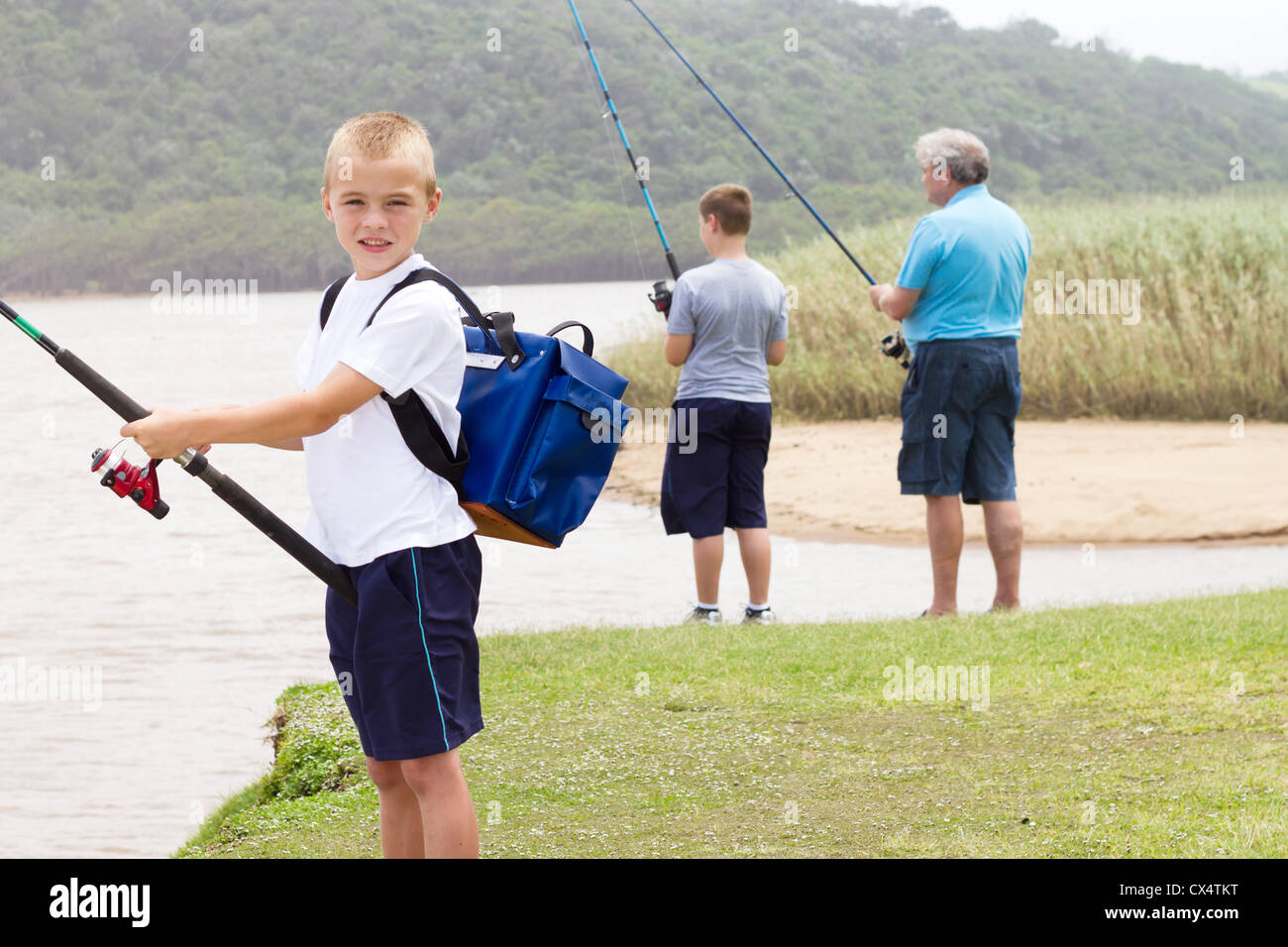 two young boys with fishing gear Stock Photo - Alamy