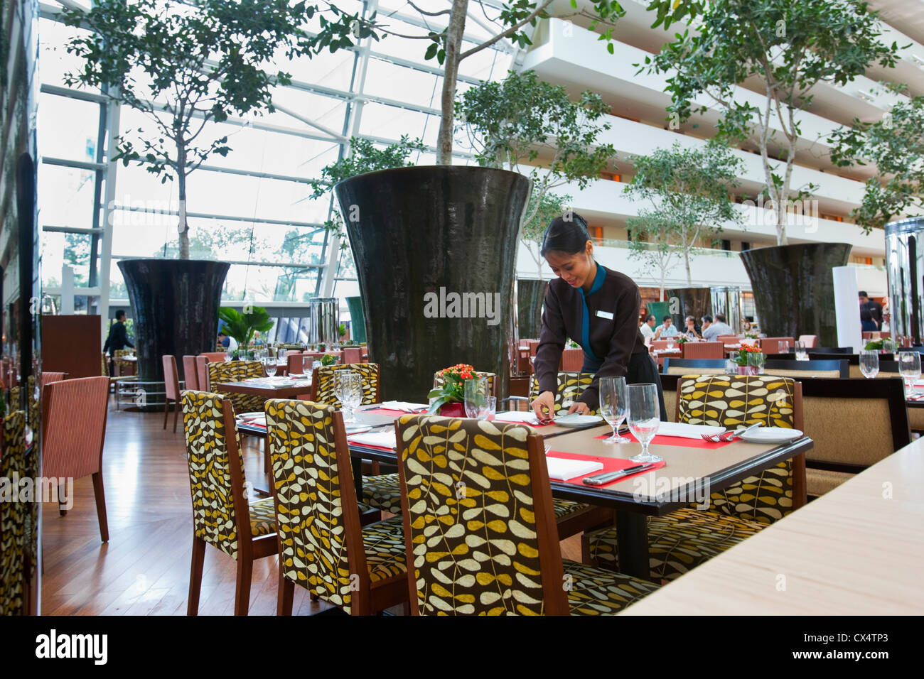 Rise restaurant in the lobby of the Marina Bay Sands Hotel. Marina Bay, Singapore Stock Photo
