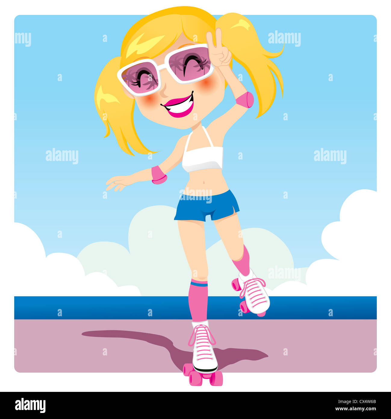 Cute roller skater girl enjoying outdoor summer skating Stock Photo Alamy